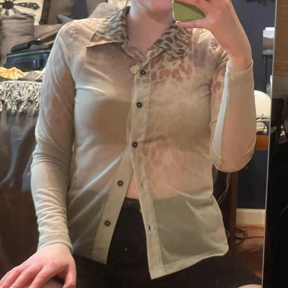 NWT ASOS Weekday Mesh Button Down - Picture 9 of 16